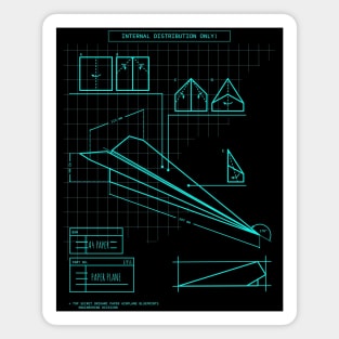 Top secret origami paper plane engineering blueprints (in turquoise) Magnet